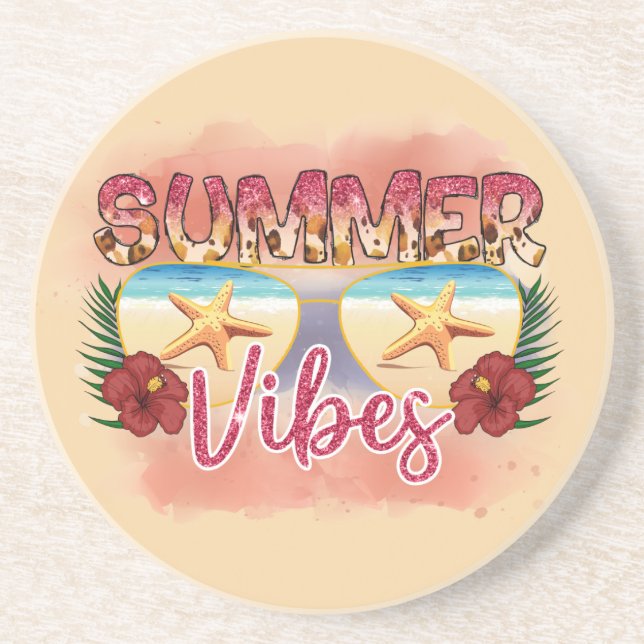 Summer Vibes | Starfish | Coastal Beach Coaster (Front)