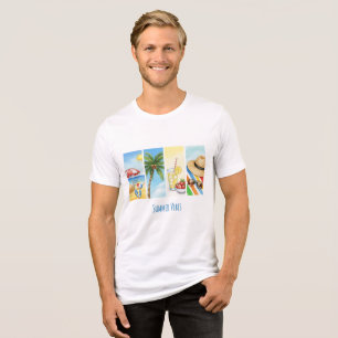 Summer Vibes Sublimation T-Shirt Retro Beach Sce Tri-Blend Shirt