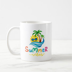 Summer Vibes Sun And Palm Trees Coffee Mug