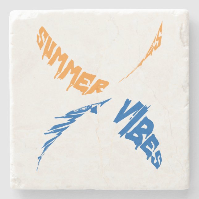 Summer Vibes: Sun, Fun & Good Times Stone Coaster (Front)