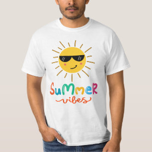Summer Vibes Sun Men's White T-Shirt