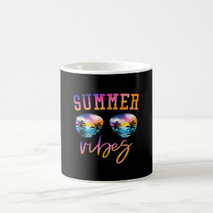 Summer Vibes Sunglasses With Palm Tree Funny Beach Coffee Mug