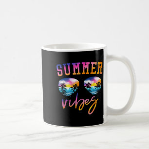 Summer Vibes Sunglasses with Palm Tree Funny Beach Coffee Mug