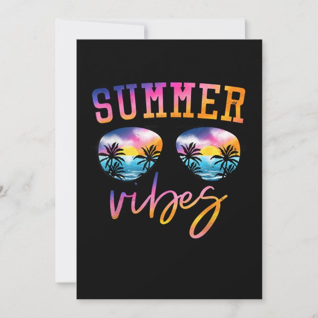 Summer Vibes Sunglasses With Palm Tree Funny Beach Invitation (Front)