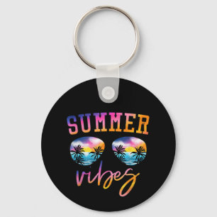 Summer Vibes Sunglasses With Palm Tree Funny Beach Key Ring