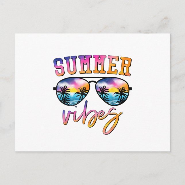 Summer Vibes Sunglasses With Palm Tree Funny Beach Postcard (Front)