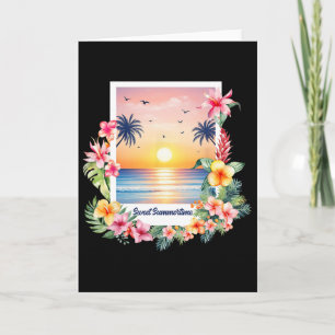 Summer Vibes Sunset Beach Vacation Palm Tree Tropi Card