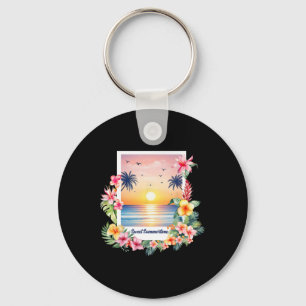 Summer Vibes Sunset Beach Vacation Palm Tree Tropi Key Ring
