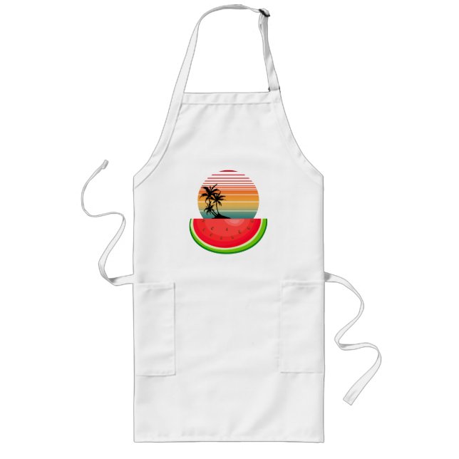 Summer Vibes Sunset Watermelon  Long Apron (Front)