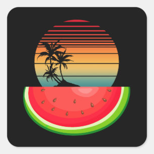 Summer Vibes Sunset Watermelon Square Sticker