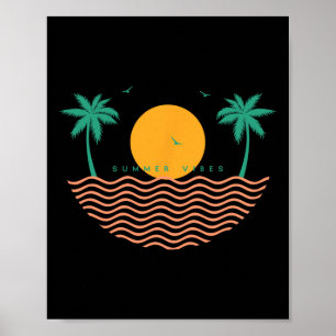 Summer Vibes Sunset Wave Beach Sea Sunshine Summer Poster
