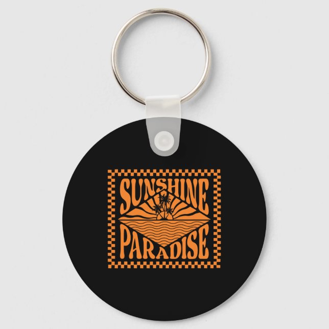 Summer Vibes Sunset Wave Sunshine Paradise  Key Ring (Front)