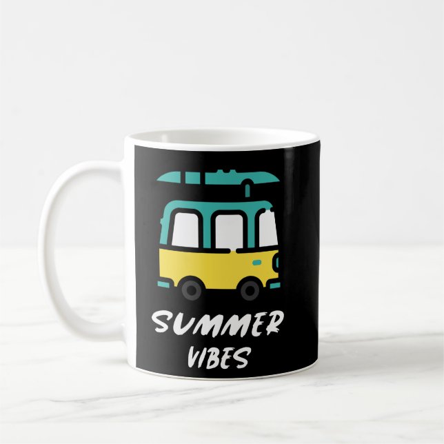 Summer Vibes Surf Van Tee Coffee Mug (Left)