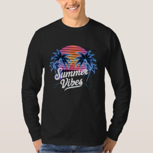 Summer Vibes Synthwave T-Shirt – Neon Palm Tree 