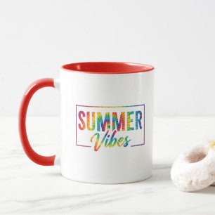 SUMMER Vibes Tie-Dye Rainbow Coffee Mug  Bold