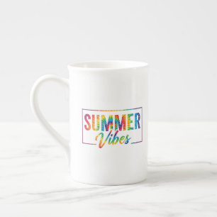 SUMMER Vibes Tie-Dye Rainbow Coffee Mug Bold