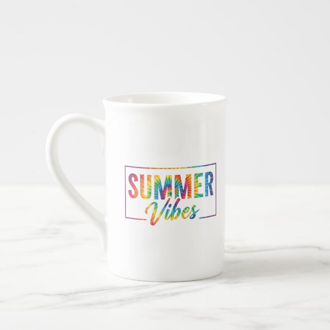 SUMMER Vibes Tie-Dye Rainbow Coffee Mug  Bold (Left)