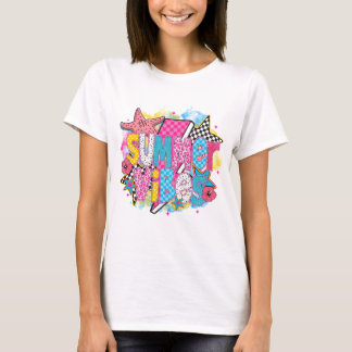 Summer Vibes Torn Collage – Retro Watercolor Beach T-Shirt