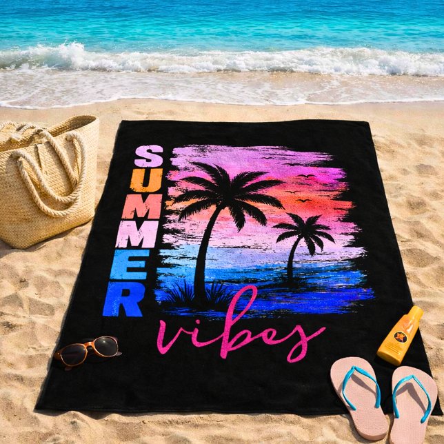 Summer Vibes Tropical  Beach Towel (Creator Uploaded)