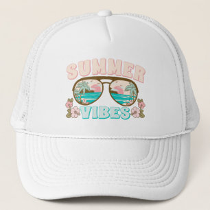 Summer Vibes Tropical Beach Trucker Hat