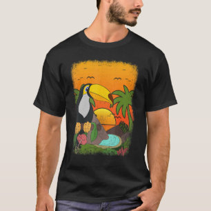 Summer Vibes Tropical Bird Animal Palm Trees Sunse T-Shirt