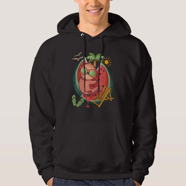 Summer Vibes Tropical Fruit  Animal Sloth Watermel Hoodie (Front)