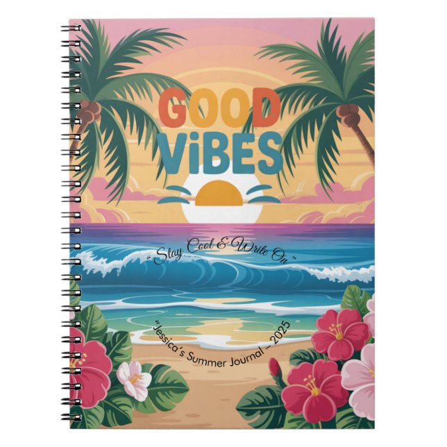 Summer Vibes Tropical Notebook  (Front)