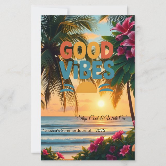 Summer Vibes Tropical Notebook  (Front)