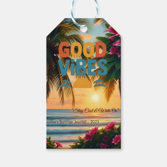 Summer Vibes Tropical Notebook  Gift Tags (Front)