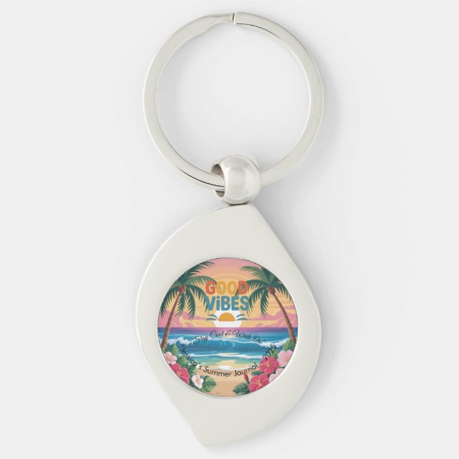 Summer Vibes Tropical Notebook  Key Ring (Front)