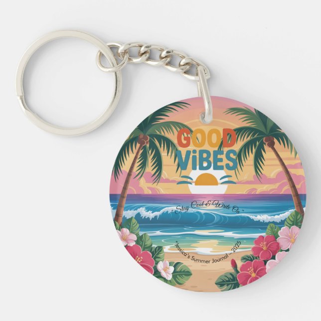 Summer Vibes Tropical Notebook  Key Ring (Front)