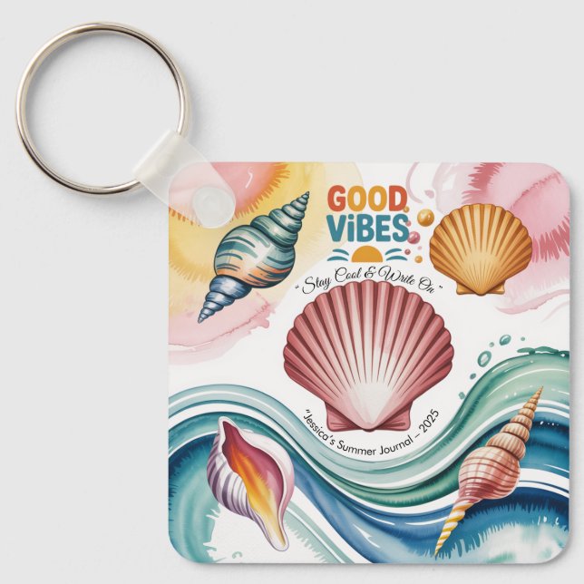 Summer Vibes Tropical Notebook  Key Ring (Front)