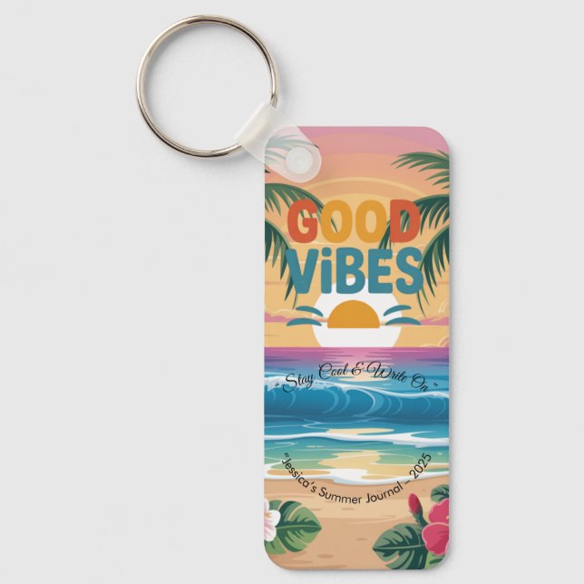 Summer Vibes Tropical Notebook  Key Ring (Front)