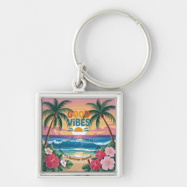 Summer Vibes Tropical Notebook  Key Ring (Front)