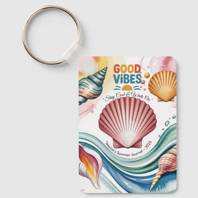Summer Vibes Tropical Notebook  Key Ring (Front)