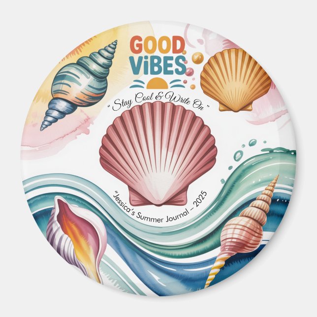 Summer Vibes Tropical Notebook  Magnet (Front)
