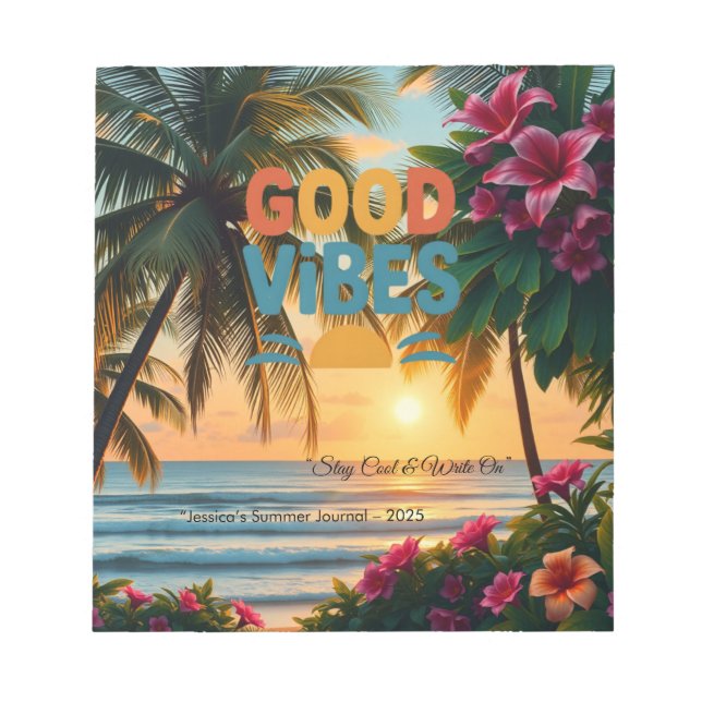 Summer Vibes Tropical Notebook  Notepad (Front)