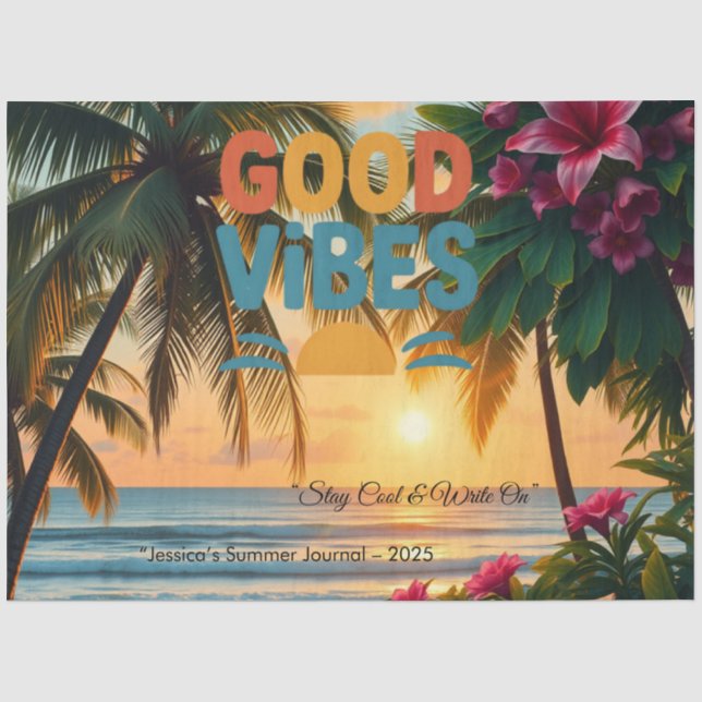 Summer Vibes Tropical Notebook  Tissue Paper (Front)