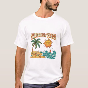Summer Vibes Tropical Sunset Palm Trees Graphic Te T-Shirt