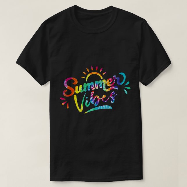 Summer Vibes Tye Dye Summer Beach Travel Family Va T-Shirt (Design Front)