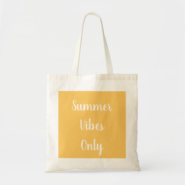 Summer Vibes Typography Yellow Tote Bag (Front)