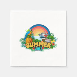 Summer Vibes Vacation Beach Party Napkin