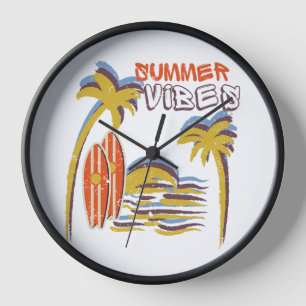 Summer Vibes Vacation Vintage Clock