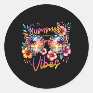 Summer Vibes Vacation Vintage Summer Family Trip Classic Round Sticker