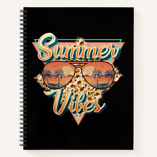 Summer Vibes | Vintage Sunglasses | Beach Sunset Notebook (Front)