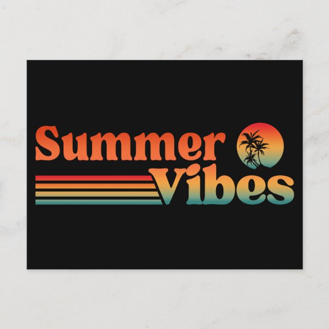 SUMMER VIBES VINTAGE SUNSET VACATION POSTCARD (Front)