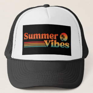 SUMMER VIBES VINTAGE SUNSET VACATION TRUCKER HAT
