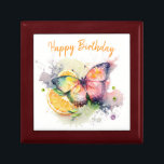 Summer Vibes Watercolor Butterfly - Happy Birthday Gift Box<br><div class="desc">Lovely birthday design featuring a butterfly celebrating summer. For summer-born people or any summer occasion. Customise this product with any text.</div>