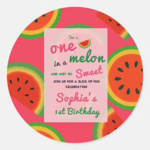 Summer Vibes Watermelon Party Invite Classic Round Sticker