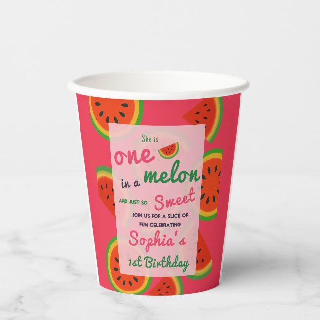 Summer Vibes Watermelon Party Paper Cups (Front)